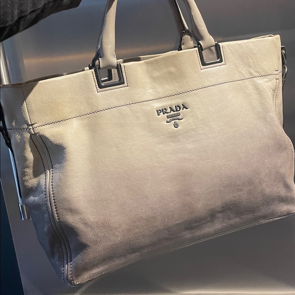 Prada Ombre w/COA East West Sfumato Glacé Leather Satchel Tote bag ! - Picture 4 of 16